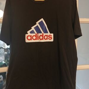 Adidas Men's Black Tee with Blue Logo